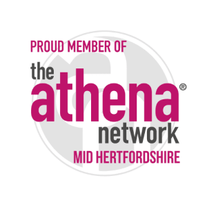 Logo of the Athena Network, showcasing the text 'Proud Member of the athena network' and 'Mid Hertfordshire'.